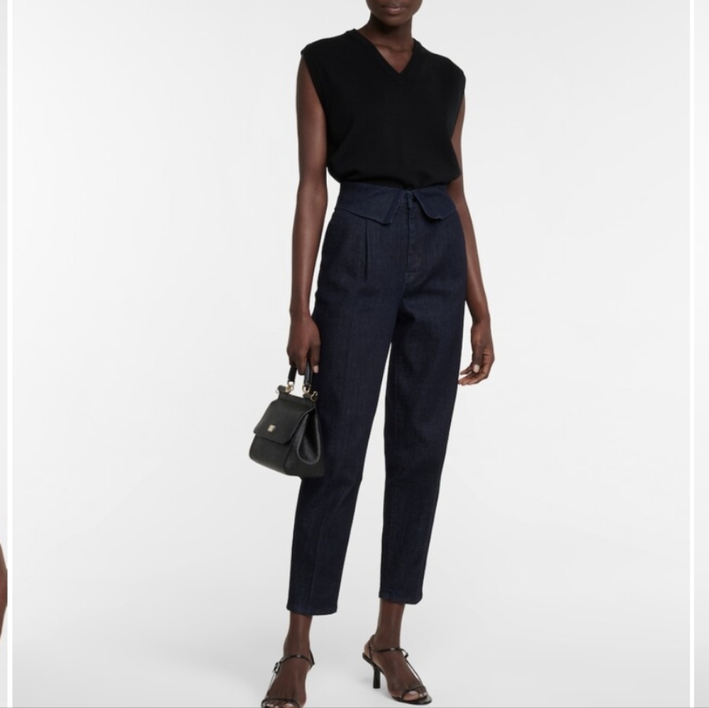 J Brand High Rise Pleated Fold Over Jeans